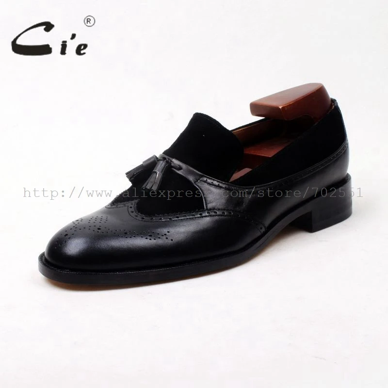 Мужские замшевые лоферы ручной работы cie Черные слипоны с круглым носком и