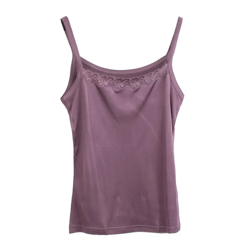 100%  Pure Silk Knit Womens Lacy Camisole Tank Top Size M L XL XXL