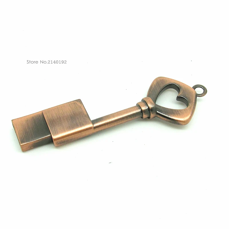 USB-флеш-накопитель Mini металлический в форме ключа бронзовое сердце 4 ГБ 8 16 32 |