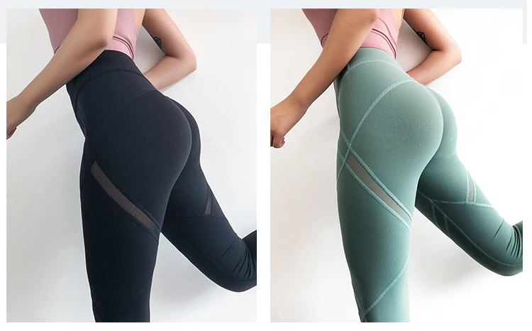 High Quality Quick Dry Mesh Net Yoga Pants Black High Waist Elastic Fitness Slim Sport Pants Gym Leggings For Women Trousers