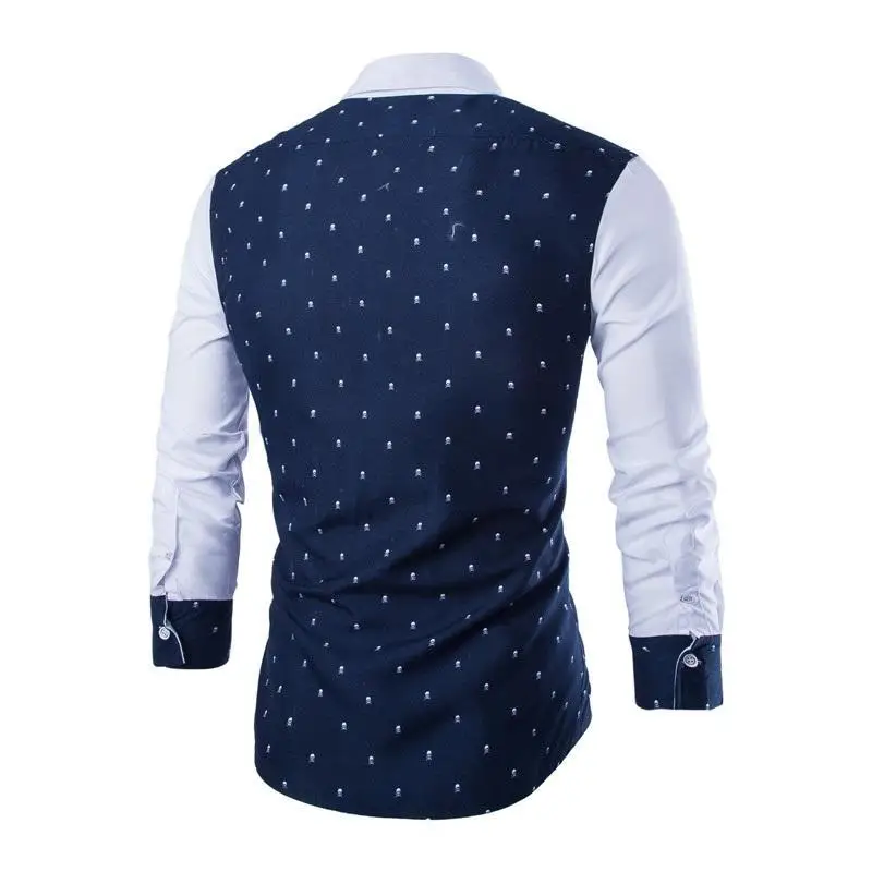 Хлопковая мужская рубашка повседневная классическая в горошек Camisa