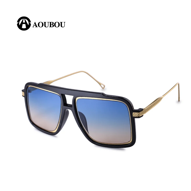 

AOUBOU Brand Design Unisex Shield Sunglasses High Quality Metal Frame Sunglasses Men With Box Black Lenses Eyeglasses AB714