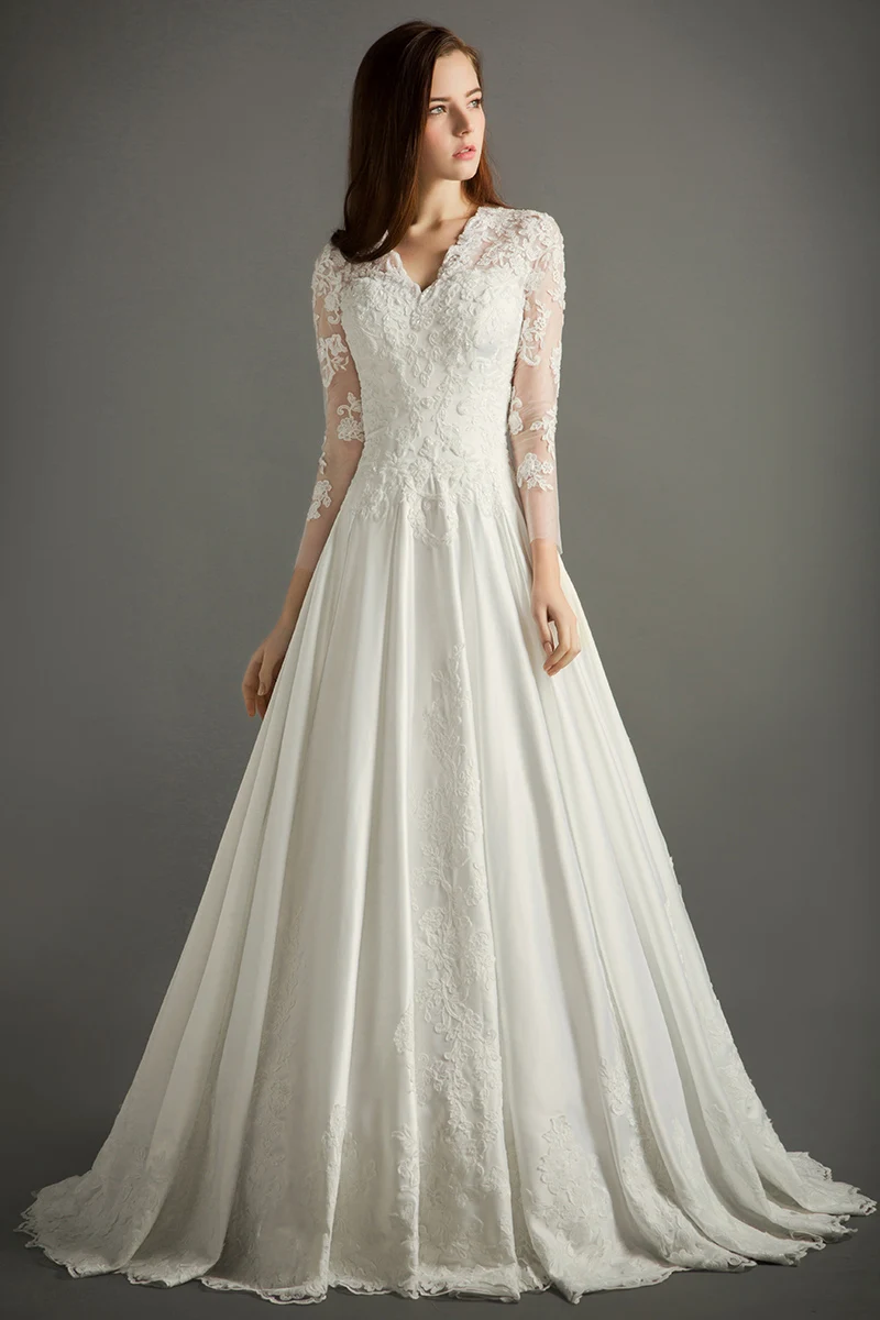 Роскошное атласное кружевное платье с v-образным вырезом и бисером Vestido De Novia