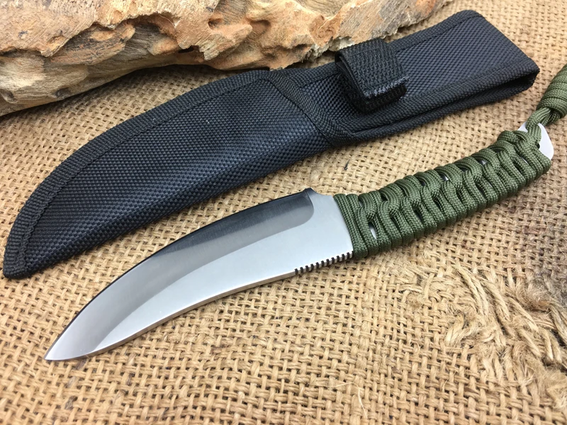 Лучшее качество 7CR17Mov лезвие боевой нож с фиксированным клинком веревка