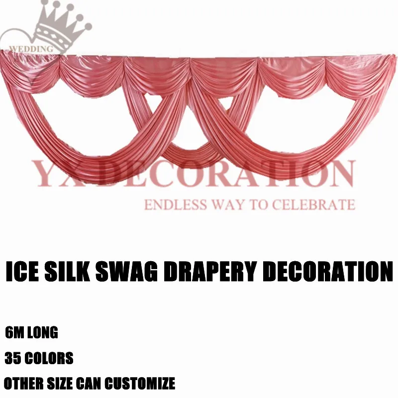 6 м Широкий Топ Swag драпировка valance для ледяного шелка свадебный фон старинное