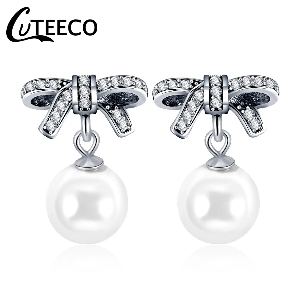 Женские серьги подвески CUTEECO роскошные брендовые свадебные с бантиком и