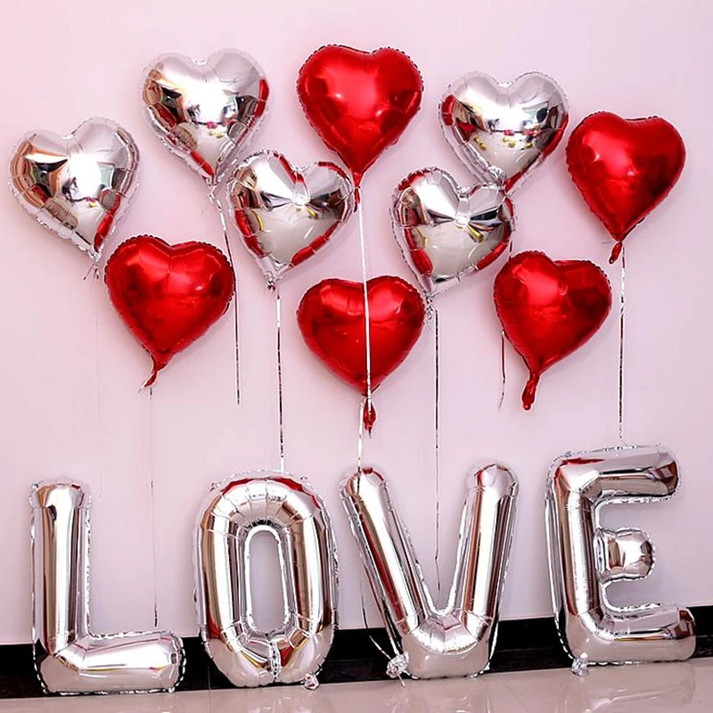 32 дюйма цвета: золотистый серебристый с надписью LOVE фольгированный шар 18 дюймов