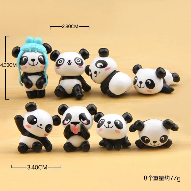 Kawaii/1/8 шт. озорной панда фигурки мини ПВХ модель игрушки для детей Симпатичные Аниме с животными риa "Кошка" Детский комплект, подарок на день рождения, Декор