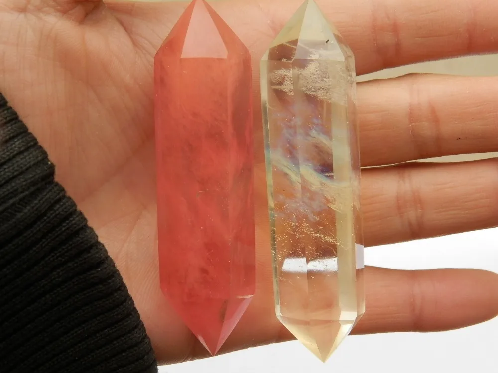 Красная желтая палочка с кристаллом кварца|crystal crack|crystal hair accessories wholesalecrystal vibrator |