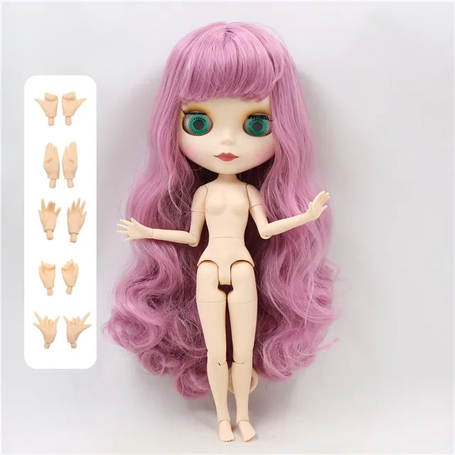 Заводская кукла blyth 280BL1063 Длинные розовые волосы с челкой/бахромой суставное тело белая кожа bjd матовое лицо 1/6 - Цвет: doll and hand A