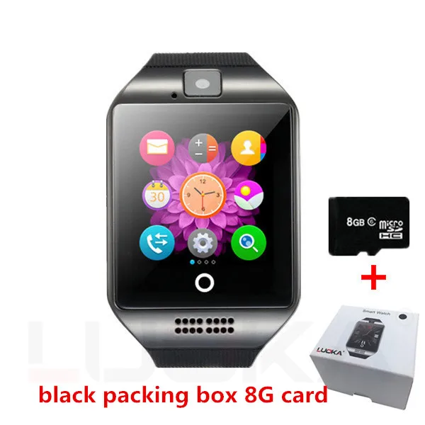Q18 Black with 8G Умные часы Q18, умные часы с поддержкой sim-карты TF, телефонного звонка, с камерой сообщения, Bluetooth, подключение для телефона Android IOS - Цвет: Q18 Black with 8G