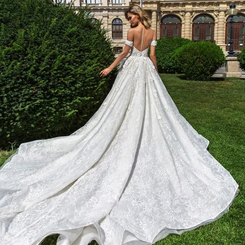 Vestido De Noiva/бальное платье принцессы с короткими рукавами и пуговицами на спине