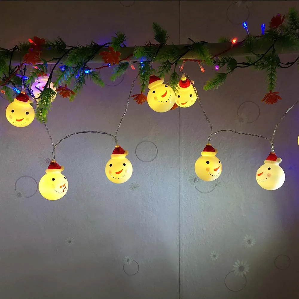 2019 Christmas Decoration Pendant 1.2M 10 LED String Lights with Snowman Hanging Drop Ornament White Led Light Holiday | Лампы и