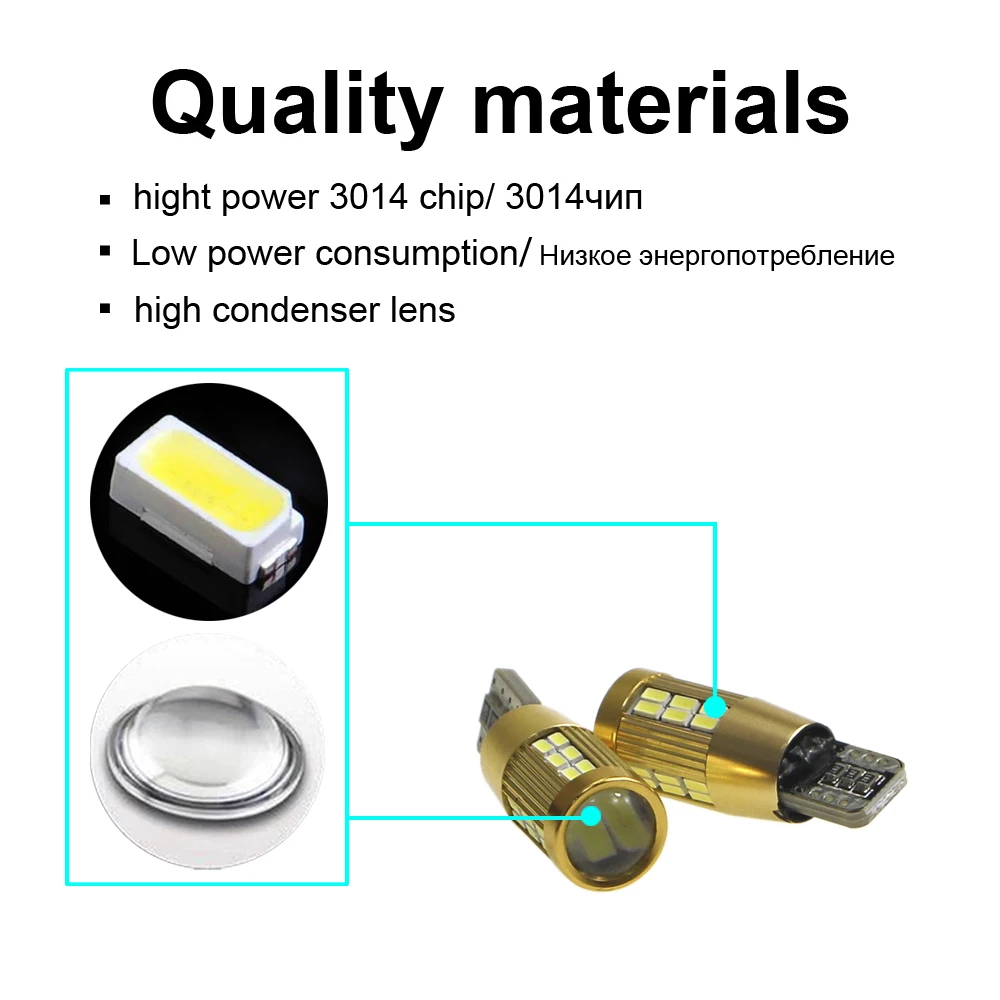 KEIN 4 шт. T10 Светодиодные W5W лампы 30smd 3014 t10 светодиодный автомобильные 194 белые