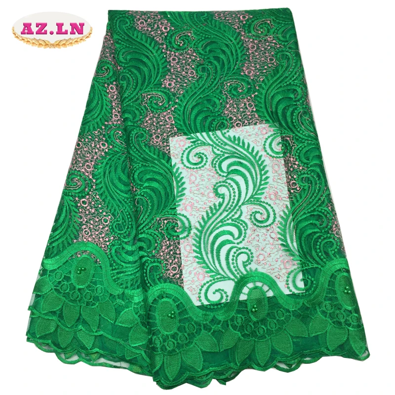 Lace Fabric with Beads and Stones High Quality African Tulle 2018 Guipure Nigerian Fabrics A19B5 | Дом и сад