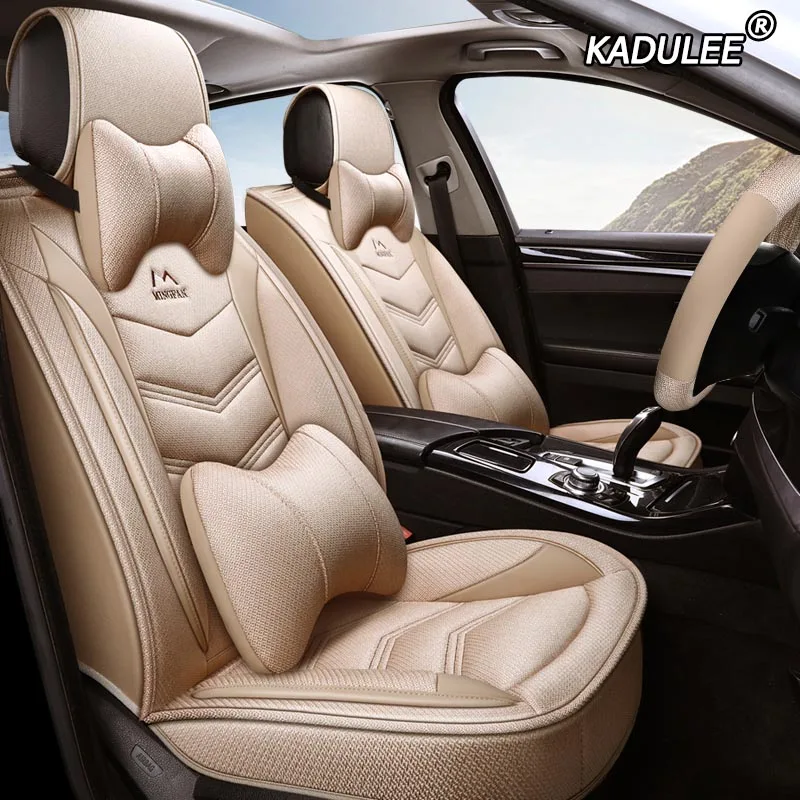 KADULEE льняные автомобильные чехлы для Mitsubishi Lancer Outlander Pajero Eclipse asx автомобильные аксессуары стильные чехлы для автосидений - Название цвета: Deluxe Edition