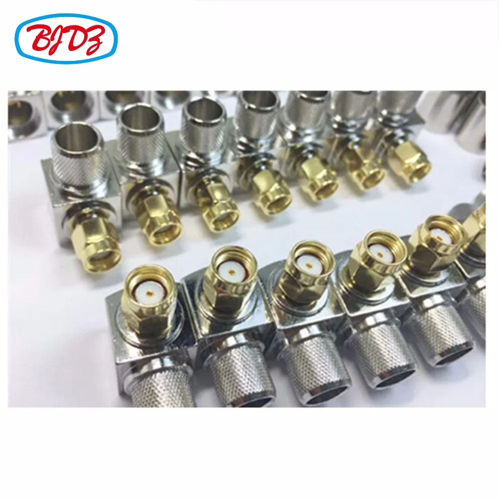 Бесплатная доставка 10 шт RPSMA Мужской правый угол обжимной разъем для кабеля