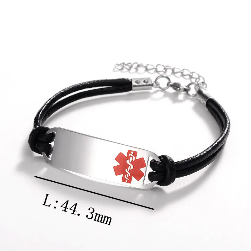 New Medical Alert Star Of Life Titanium Stainless Steel Bracelet Jewelry Leather Rope Bracelets For Men Women Accessories | Украшения и