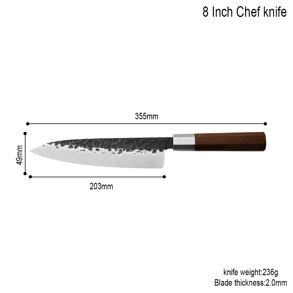 8 inch chef knife Кухонные ножи Sowoll из нержавеющей стали, молоток, кованые, ручной работы, нож шеф-повара/шинковки/сантоку, Кливер, слайсер, кухонные инструменты для приготовления пищи - Цвет: 8 inch chef knife