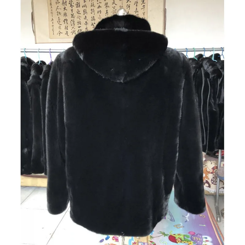New Faux Fur Coat Male Imitation Velvet Leather Mink Coats Winter Warm Hooded Men's Thicken Zipper Jackets LJ2425 | Мужская одежда