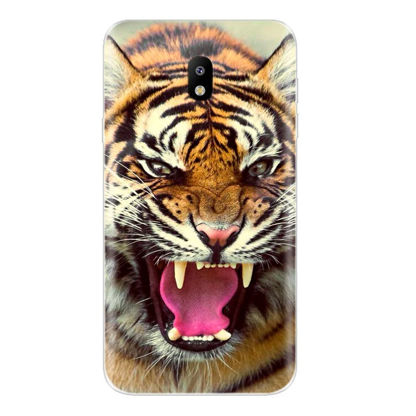 Мягкий ТПУ чехол для Samsung Galaxy J1 J2 prime J3 J4 J5 J6 J7 2016 2017 2018 силиконовый с рисунком лев