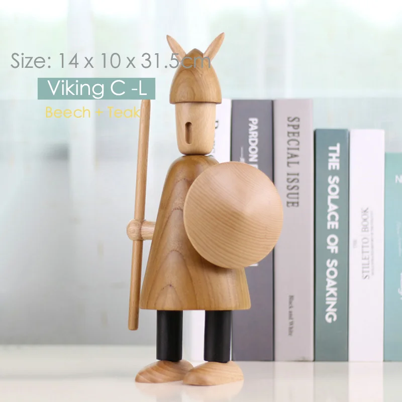 Viking C Large Деревянные фигурки животных в скандинавском стиле, фигурки медведя/собаки/птицы/обезьяны, домашний декор, украшения, игрушки для мальчиков и хобби - Цвет: Viking C Large