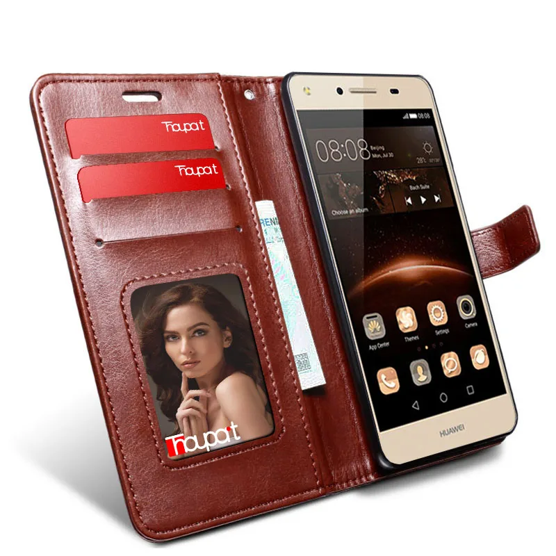 Thouport Чехол книжка для huawei Y5 II кожаный чехол флип в стиле ретро силиконовый мягкий