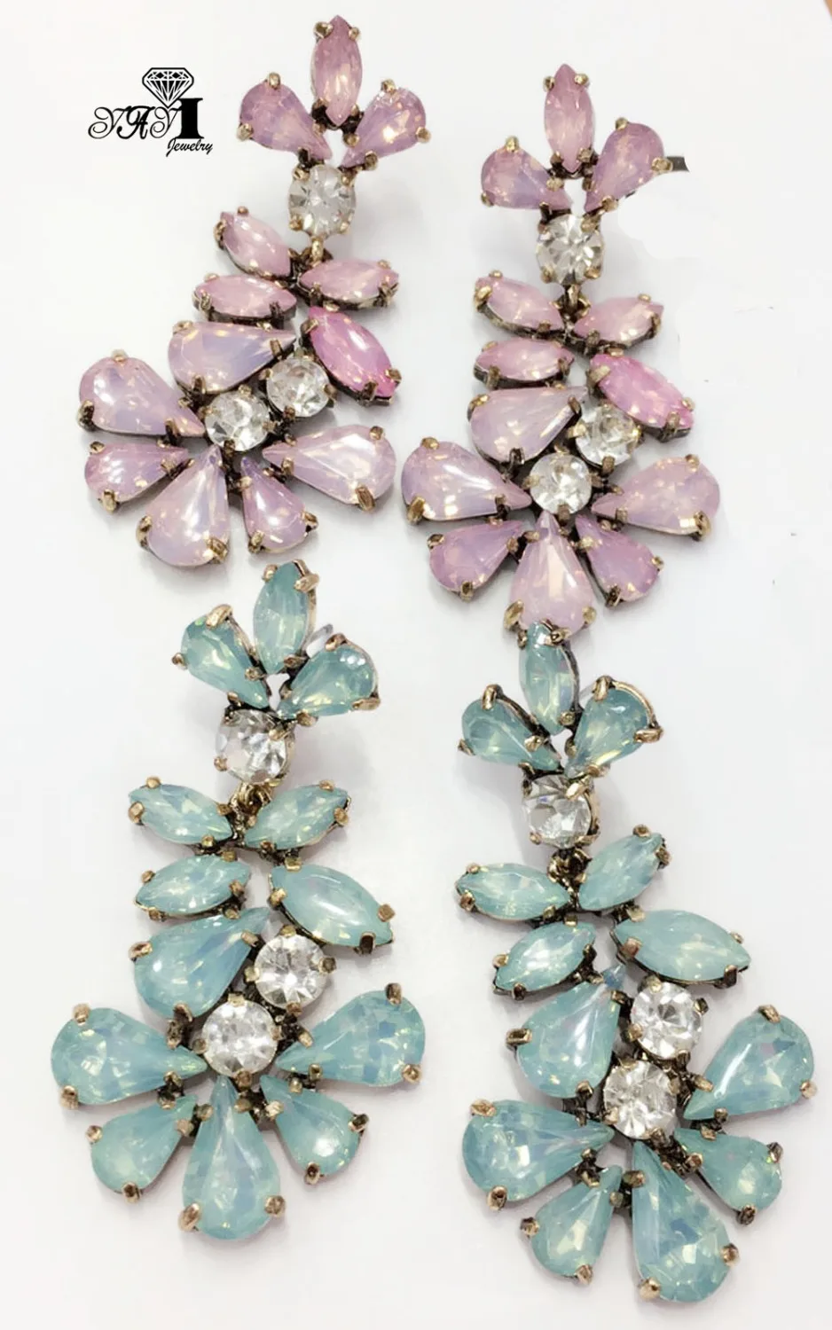 YaYi Jewelry Fashion Multi Glass Rhinestone Dangle Crystal Earring Women's Ancient Gold Color Gem Earrings Gift | Украшения и