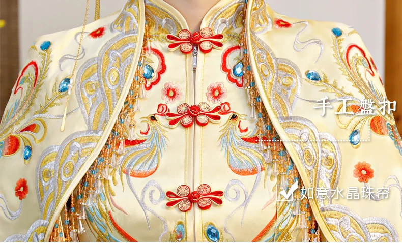 

vintage Chinese style formal dress royal phoenix wedding cheongsam costume red bride traditional Tang suit Embroidery Qipao New