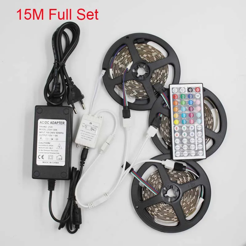 5050 RGB led ленточный светильник 5 м 10 м 30 светодиодный/м гибкий ip 20 водонепроницаемый неоновый светильник tira ленточная лента 44 к контроллер постоянного тока 12 В набор адаптеров