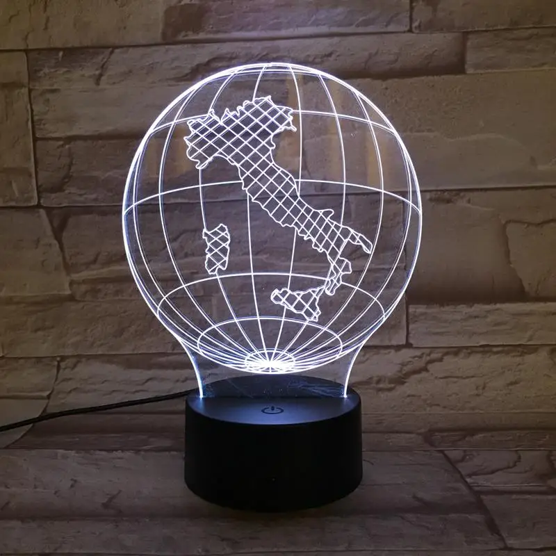Италия карта земли 3D лампа ночсветильник светодиодная многоцветная вспышка