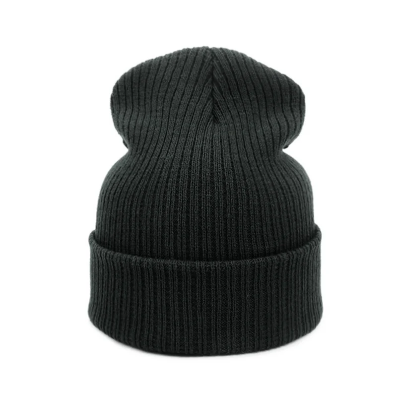 Black Новая модная зимняя шапка для женщин и мужчин, зеленая шапка Skullies Beanie, теплые шапки унисекс, вязаная шапка для мужчин, бини, простая теплая мягкая шапка - Цвет: Black