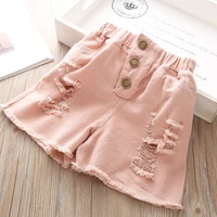 summer new girls korean denim shorts for girl baby childrens supermarket clothes jeans solid pocket short pant high quality 3yrs
