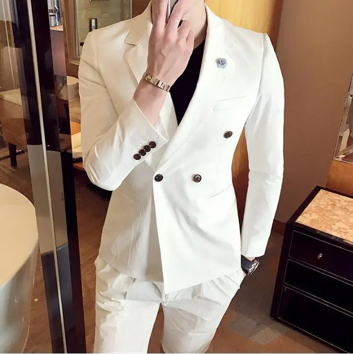 2019 новый бренд для мужчин s костюмы выпускного вечера костюм Slim fit Мода свадебное