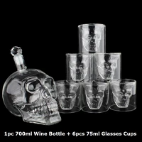 crystal skull head shot glasses cup set 700ml whiskey wine glass bottle 75ml glasses cups decanter home bar vodka drinking mugs