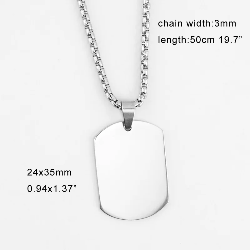 Нержавеющая Сталь Dogtag кулон ожерелье для мужчин пустой армии Ketting солдат Военная пластина воротник зеркальная полировка