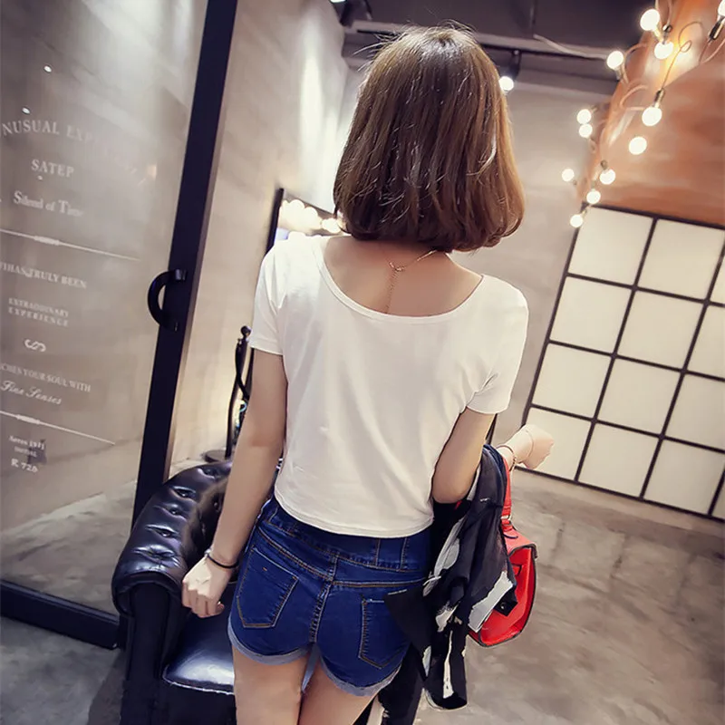 Sexy Crop Top T Shirt Women Short Sleeve O-Neck T-Shirt Summer Funny Wish Good Omens Gothic Harajuku Aesthetic Brand Tee Femme | Женская