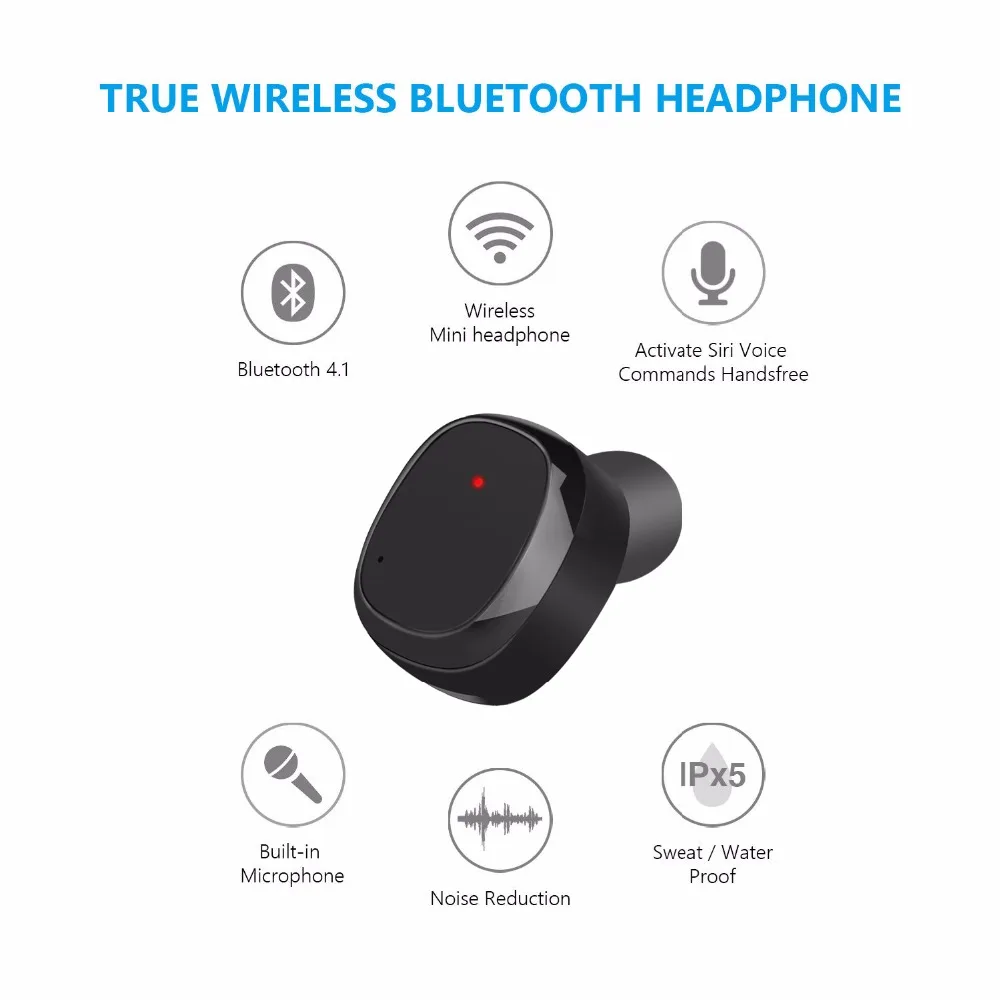 Apleok Mini TWS Bluetooth Earphone Music Stereo headset with Mic Wireless Earbud 650mAh Rechargeable Power Bank | Электроника