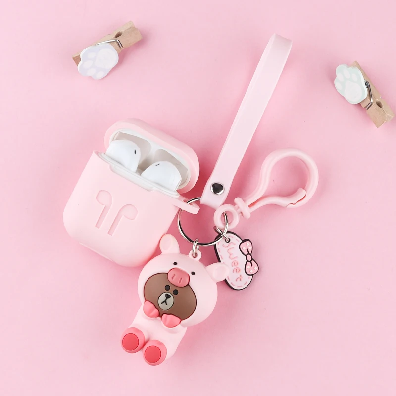 Силиконовый чехол для AirPods милый защитный Bluetooth наушников apple airpods2 аксессуары с