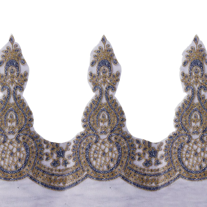 2 ярда вышитая бисером и блестками кружевная отделка аппликация лента для