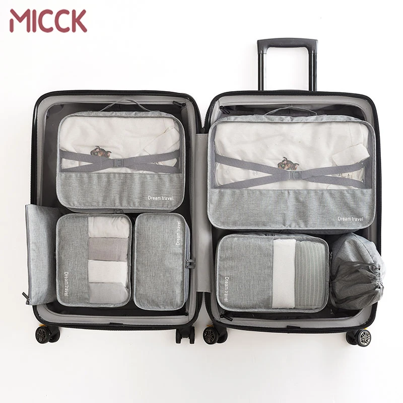MICCK 7 шт./компл. путешествия сумки для хранения одежды, обуви, нижнего белья чемодан органайзер для косметики мешок застежки-молнии для одежды Чемодан аксессуары