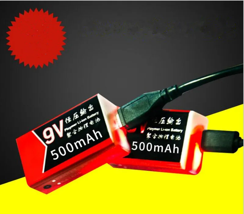 1 шт 9V Батарея 500 мАч micro USB Перезаряжаемые Lipo Батарея 9V Батарея