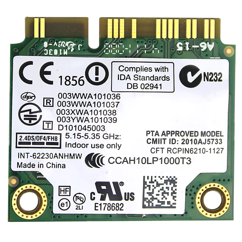 Wi-Fi  Intel 300M + 3, 0 Bluetooth 6230AN N6230 62230ANHMW,  Wi-Fi  MINI PCI-E