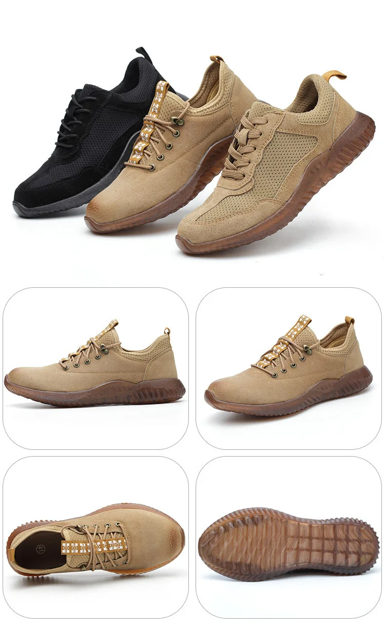 Мужские ботинки со стальным носком из натуральной кожи, дышащие рабочие ботинки из говяжьей кожи, устойчивые к прокалыванию повседневные мужские ботинки, защитная Рабочая обувь