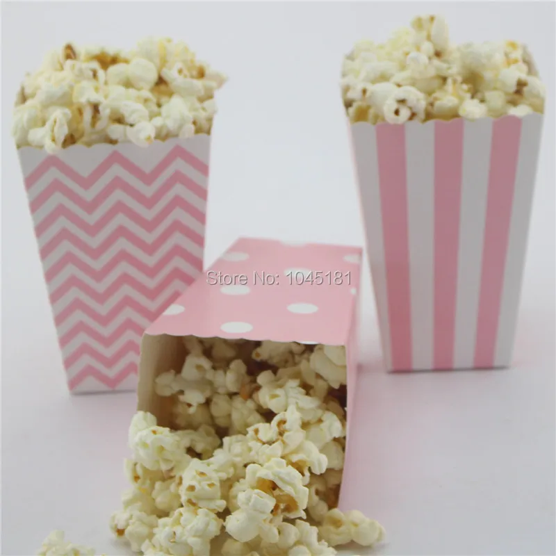 

ipalmay 120pcs Kids Birthday Party Pink Popcorn Boxes Wedding Baby Shower Candy Lolly Treat Popcorn Boxes