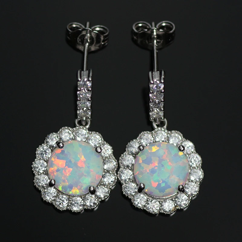 RH0036 элегантные белые серьги с огненным опалом для женщин очаровательные