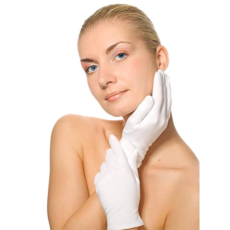 Пары S-XL белые хлопковые перчатки для сухого увлажнения рук Косметика Eczema Hand Spa и проверка ювелирных изделий для монет
