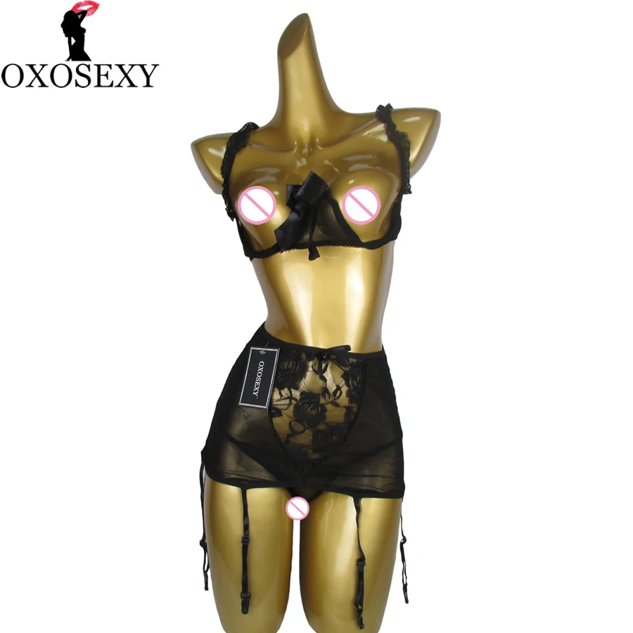 

OXOSEXY новое женское сексуальное нижнее белье горячее подвязка с бантом Черное Кружевное Бандажное Эротическое порно сексуальное нижнее бел...