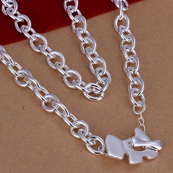 N233 925 sterling silver Necklace, 925 silver Pendant fashion jewelry  Dog Plate And Bone Thick Necklace  /apvajhca eblamssa
