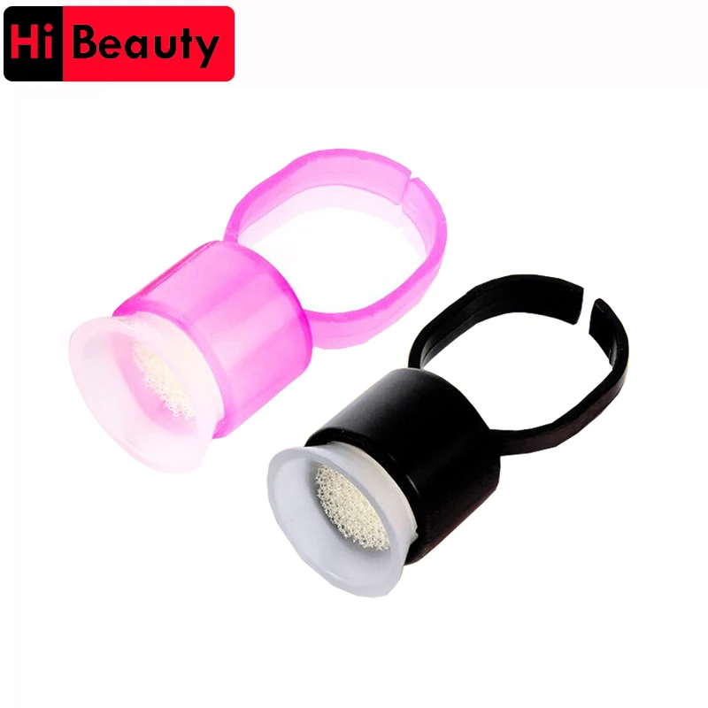 

10pcs/lot Disposable Tattoo Pigment Glue Ink Finger Rings Sponge Cups Container Holder Medium Pink Black Tattoo Accessories